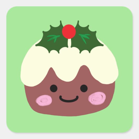Kerstpudding 1 vierkante sticker (Voorkant)