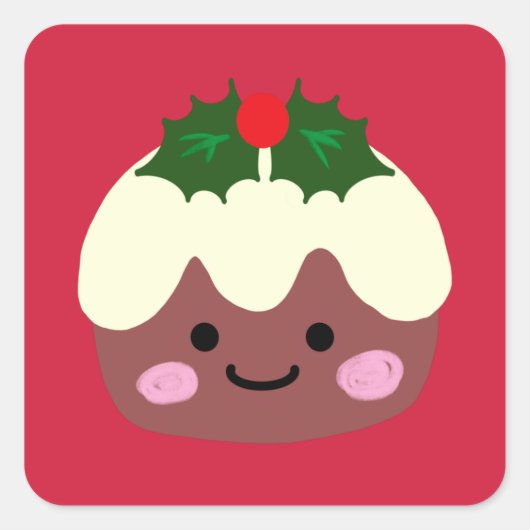 Kerstpudding 1 vierkante sticker (Voorkant)
