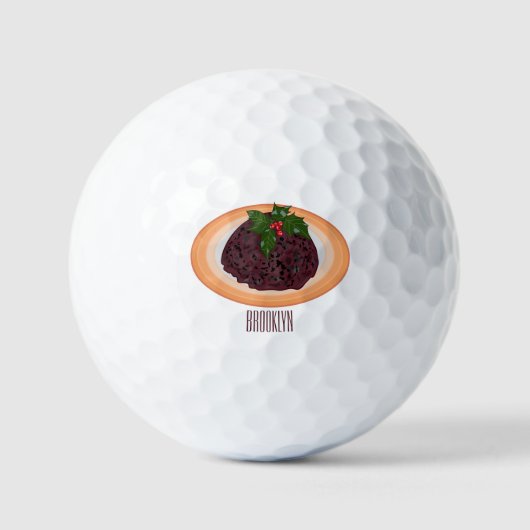 Kerstpudding cartoon illustratie golfballen (Voorkant)