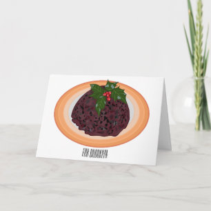 Kerstpudding cartoon illustratie kaart