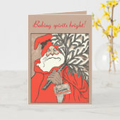 Kerstpudding en Germaanse Kerstman Vector Kaart (Gele Bloem)