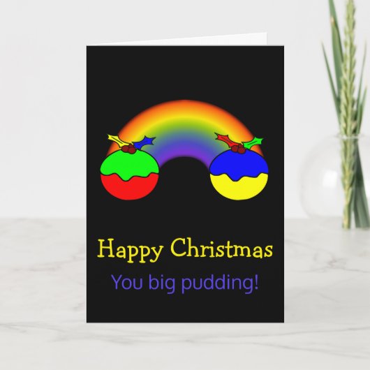 Kerstpudding en regenboog kerst Humor Feestdagen Kaart (Voorkant)