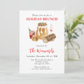 Kerstpudding en Yule Log Holiday Brunch Kaart (Staand voorkant)