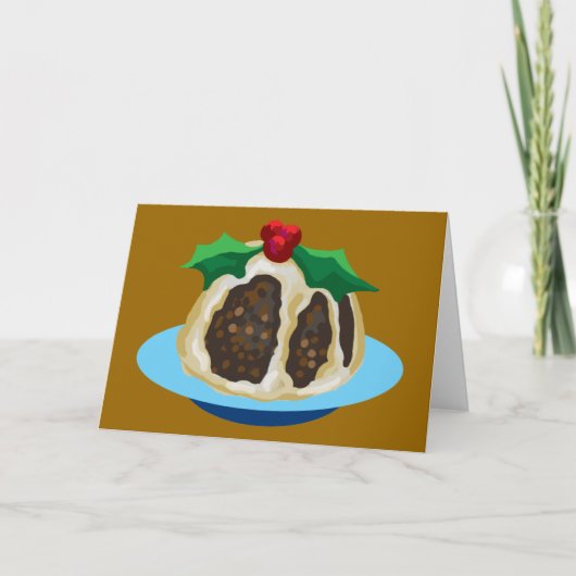 kerstpudding feestdagen kaart (Voorkant)