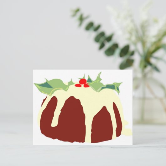 kerstpudding feestdagenkaart (Staand voorkant)