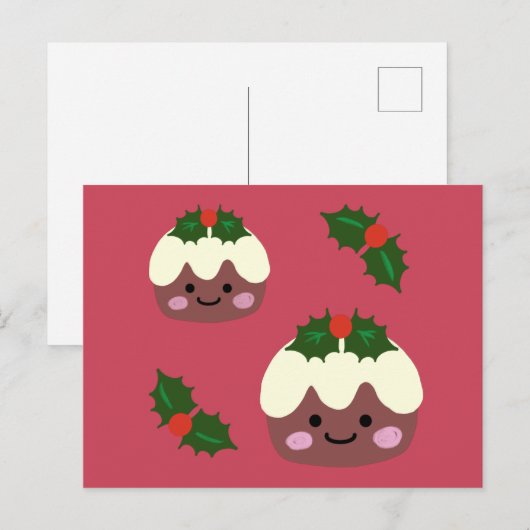 Kerstpudding Feestdagenkaart (Voorkant / Achterkant)