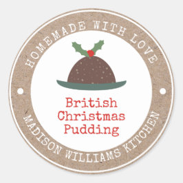 kerstpudding | Homemade met liefde Ronde Sticker