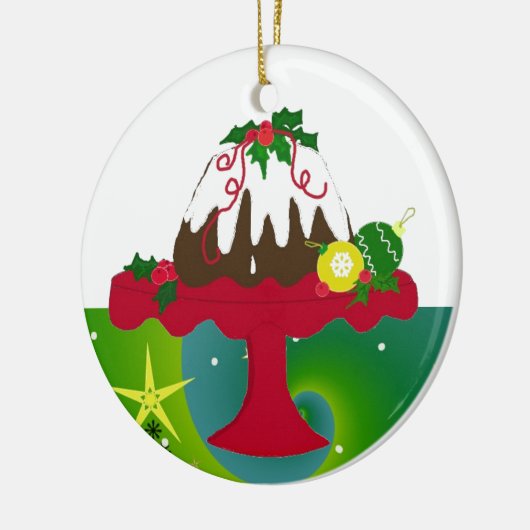 kerstpudding keramisch ornament (Links)