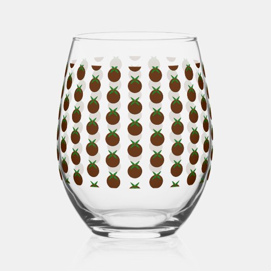 Kerstpudding met patroon wijnglas zonder voet (Voorkant)