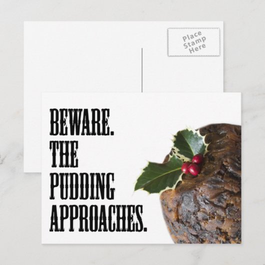 Kerstpudding op de Prowl, grappige kaart (Voorkant / Achterkant)
