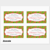 Kerstpudding paisley groen voedsellabel sticker (Vel)