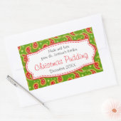 Kerstpudding paisley groen voedsellabel sticker (Envelop)