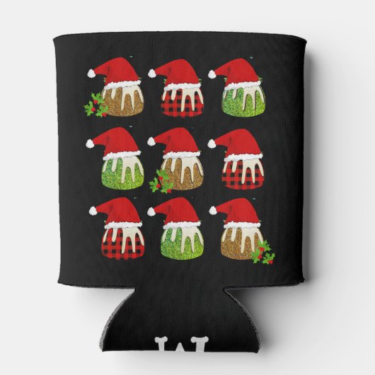 Kerstpudding Santa hoeden Blikjeskoeler (Achterkant)