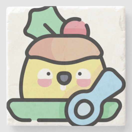 kerstpudding stenen onderzetter (Voorkant)