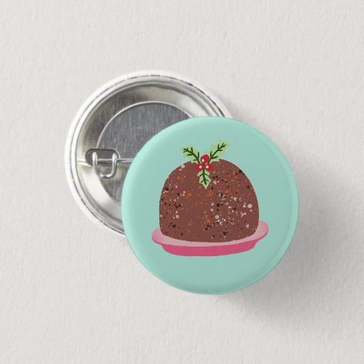 Kerstpudding vakantie voedsel illustratie ronde button 3,2 cm (Voorkant /achterkant)