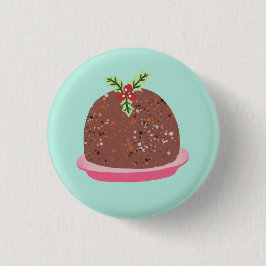 Kerstpudding vakantie voedsel illustratie ronde button 3,2 cm