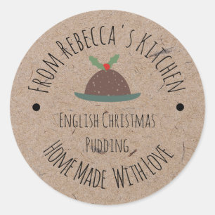 Kerstpudding van Krachtpapier met Liefde Ronde Sticker