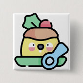 kerstpudding vierkante button 5,1 cm (Voorkant)