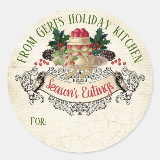 Kerstpudding zelfgemaakt door to van gepersonalise ronde sticker (Voorkant)