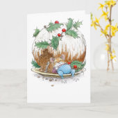 Kerstpuddingmuis van Wallace Tripp Kaart (Gele Bloem)