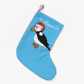 KerstPuffin met Red Santa Hat Kleine Kerstsok (Voorkant (Hangend))