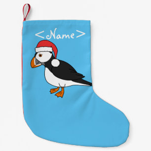 KerstPuffin met Red Santa Hat Kleine Kerstsok