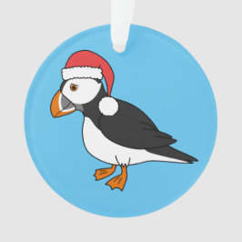 KerstPuffin met Red Santa Hat Ornament