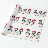 KerstPuffins Cadeaupapier (Uitgerold)