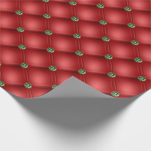 Kerstpuffy, gelild rood en groen cadeaupapier (Hoek)