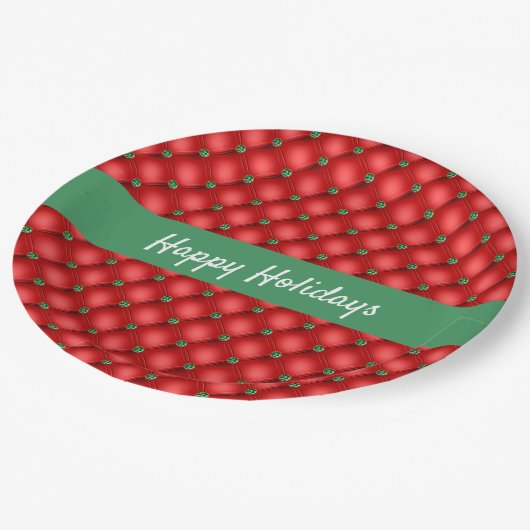 Kerstpuffy, gelild rood en groen papieren bordje (Gekanteld)