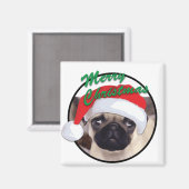 Kerstpug - 2-inch vierkant magneet (Voorkant / Achterkant)