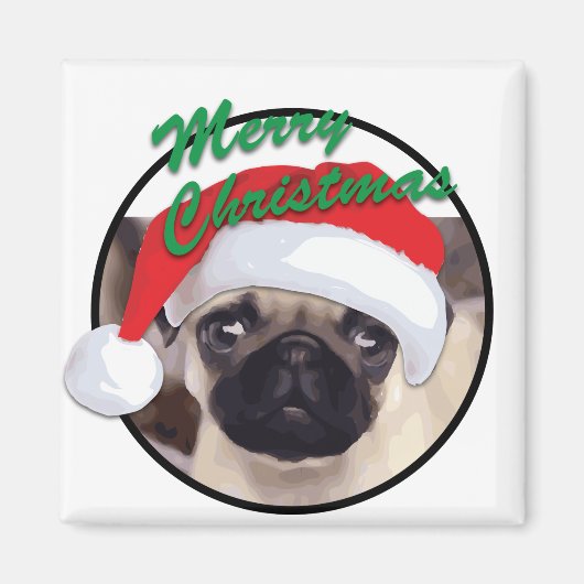 Kerstpug - 2-inch vierkant magneet (Voorkant)