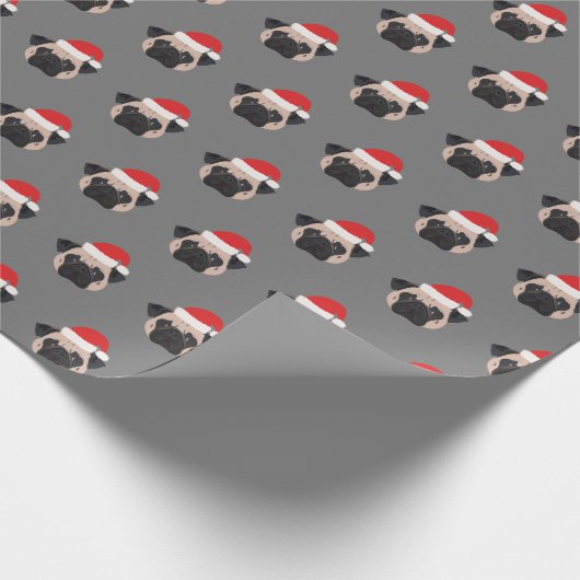 Kerstpug Dog Cadeaupapier (Hoek)