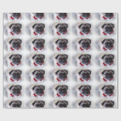 Kerstpug in de sneeuw cadeaupapier (Vlak)