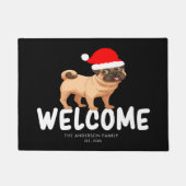 Kerstpug Persoonlijke zwarte doormat Deurmat (Voorkant)