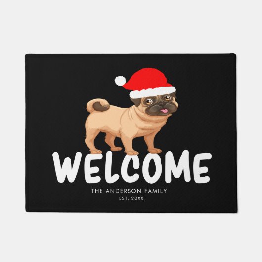 Kerstpug Persoonlijke zwarte doormat Deurmat (Voorkant)