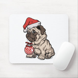 Kerstpug schattige cartoon van pet muismat