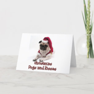Kerstpugs en Kisses Feestdagen Kaart