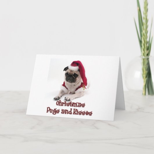 Kerstpugs en Kisses Feestdagen Kaart (Voorkant)