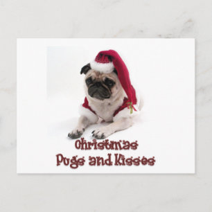 Kerstpugs en Kisses Feestdagenkaart