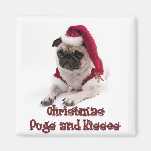 Kerstpugs en Kisses Magneet (Voorkant)