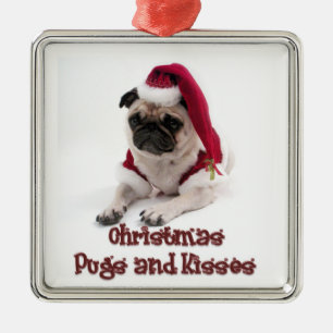 Kerstpugs en Kisses Metalen Ornament