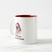Kerstpugs en Kisses Tweekleurige Koffiemok (Voorkant links)