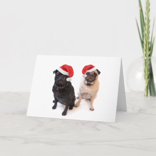 kerstpugs feestdagen kaart (Voorkant)
