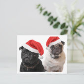 kerstpugs feestdagenkaart (Staand voorkant)