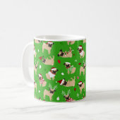 Kerstpugs Green Koffiemok (Voorkant links)