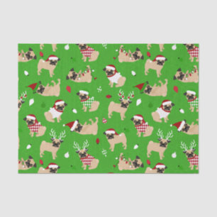 Kerstpugs Green Tissuepapier