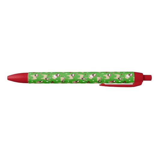 Kerstpugs Green Zwarte Inkt Pen (Bodem)