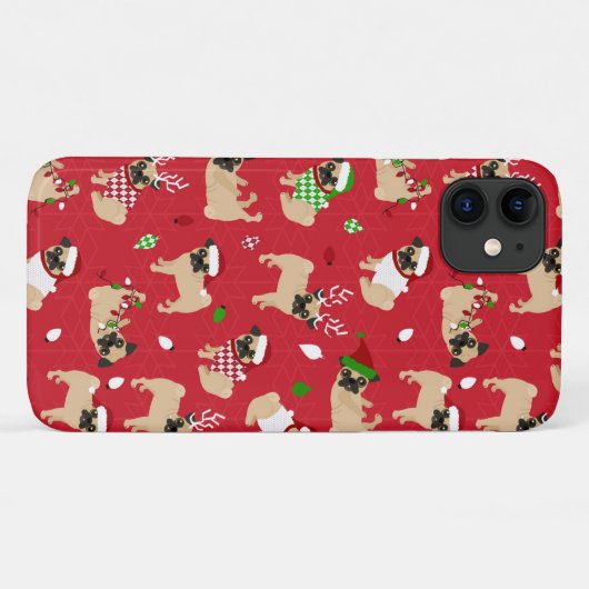 Kerstpugs Red Case-Mate iPhone Case (Achterkant (horizontaal))