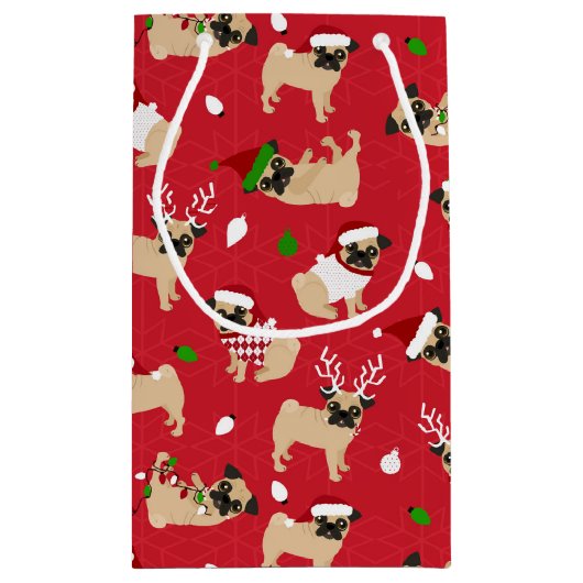 Kerstpugs Red Klein Cadeauzakje (Achterkant)